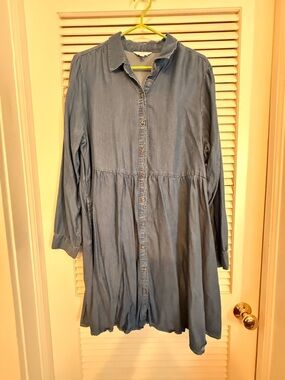 Time and Tru Denim-Style Blue Long Sleeve Button Front Dress